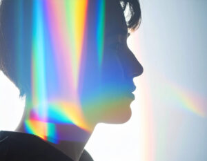 Gradient overlay on woman