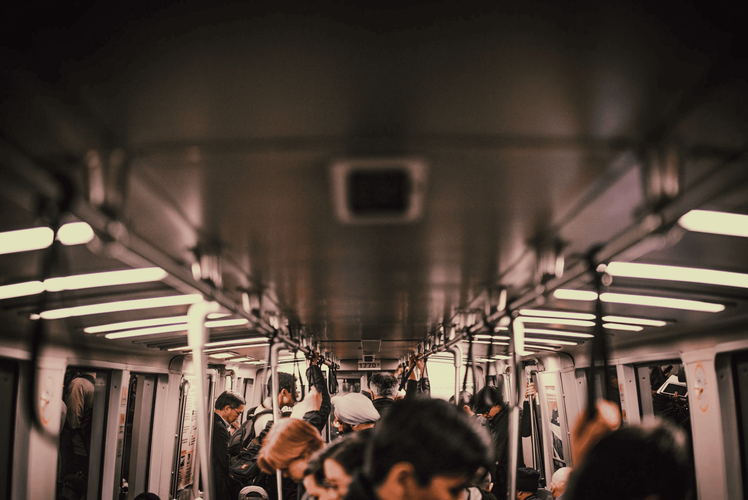 Inside subway train