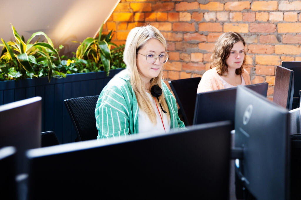 Women working inside office